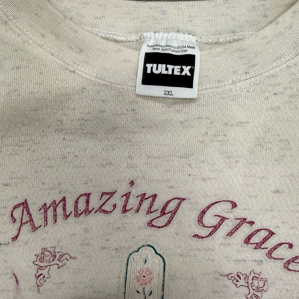Vintage Tultex coquette cottagecore y2k Amazing grace cross sweatshirt - Picture 3 of 7
